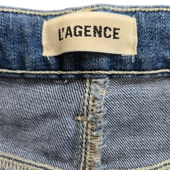 L’Agence Stassi High Rise Jeans 29 Sleek Baby Boot Blue Paisley - Picture 10 of 14